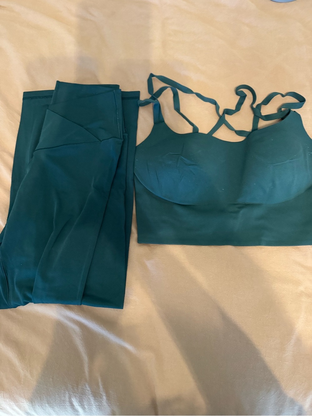 RtA Teal Seamless Bralette and High-Waist Leggings Set The Bra is an XL